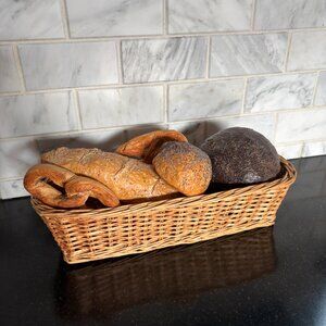 Wicker Breadbasket with Assorted Faux Breads